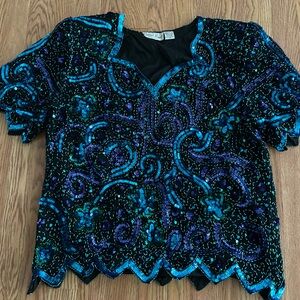 Vintage Sequin Top multicolor 2X 100% polyester fully lined